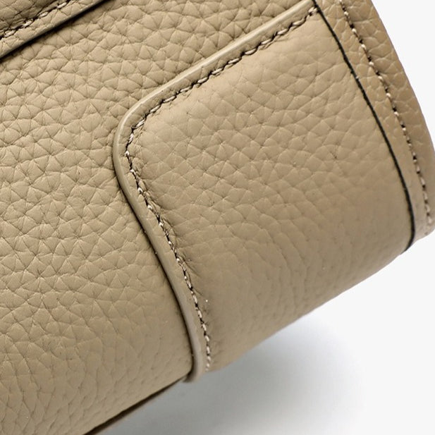Women's Pebbled Cowhide Boston Bag with Detachable Straps