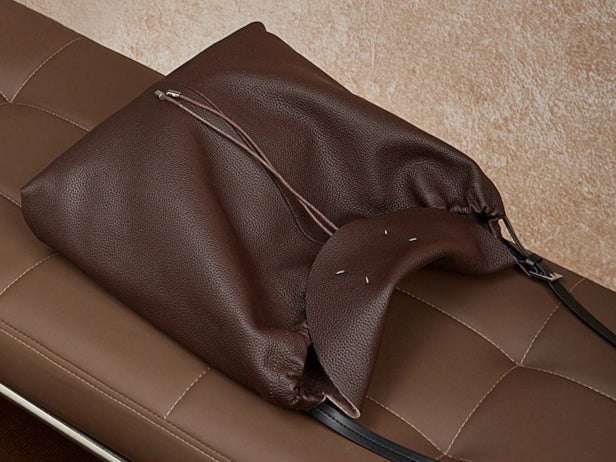 Women's Genuine Leather Slouch Tote Bag with Adjustable Strap & Detachable Pouch