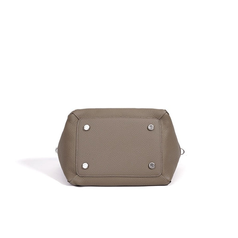 Women's Pebbled Cowhide Mini Bucket Bag with Detachable Pouch
