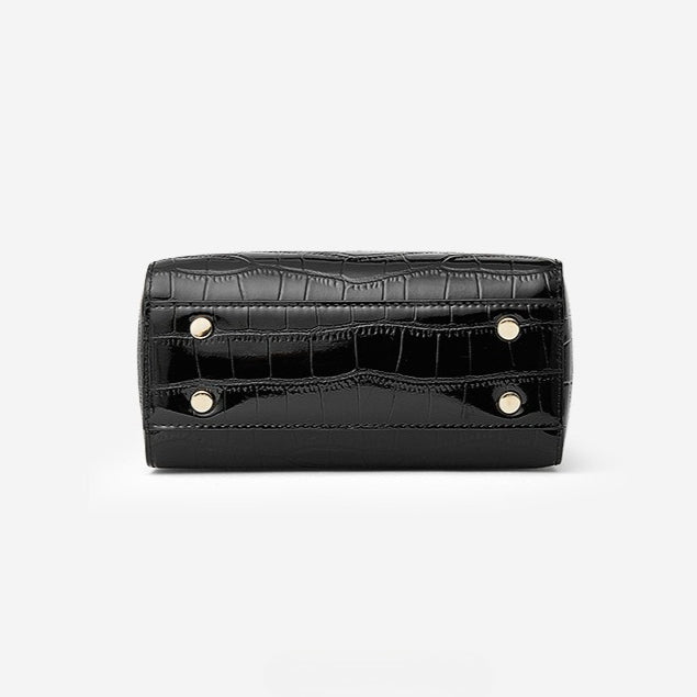 Women's Genuine Leather Croc Embossed Top Handle Crossbody Bag