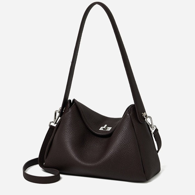 Women's Lychee-Grain Cowhide Convertible Hobo Bag