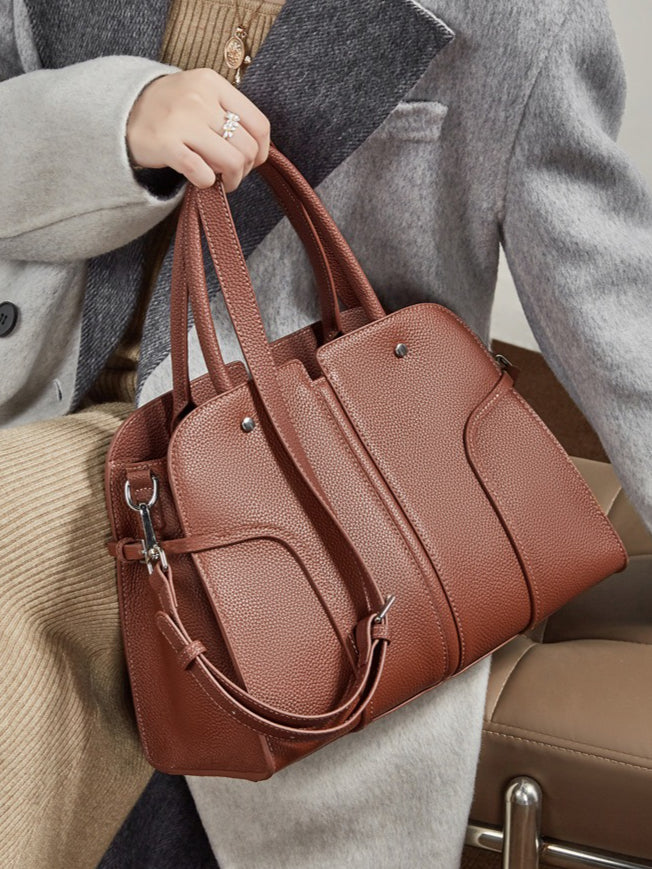Women's Pebbled Cowhide Paneled Doctor-Style Work Bag