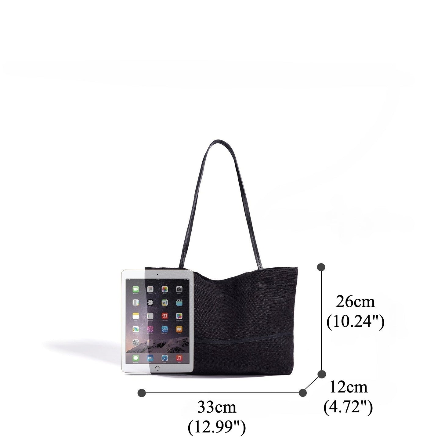 Women's Linen Tote Bag with Structured Base and Wide Straps