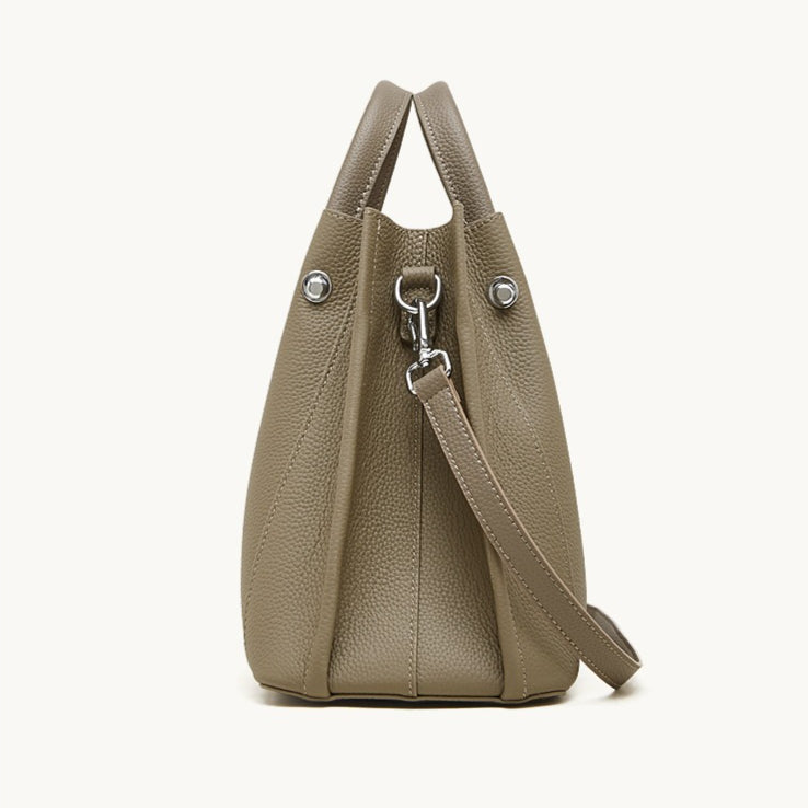 Women's Full-Grain Pebbled Cowhide Trapezoid Tote