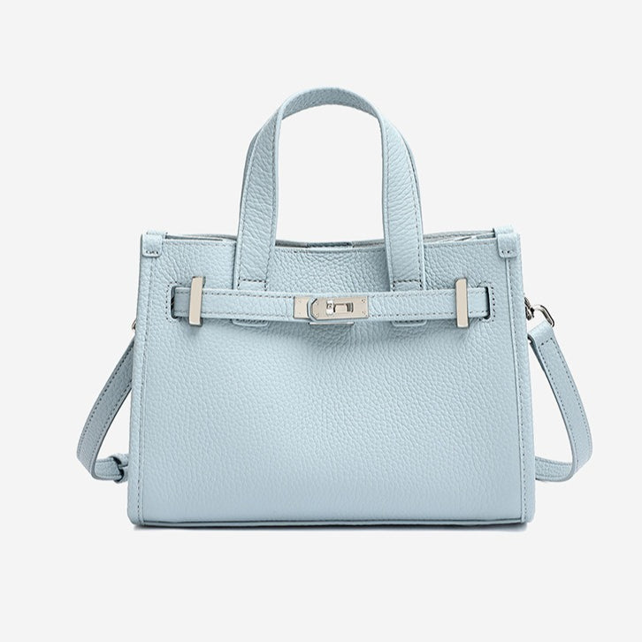 Women's Pebbled Cowhide Kelly Bag with Metal Turn-Lock