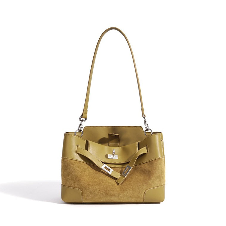 Women's Suede Leather Slouchy Clutch Bag with Detachable Pouch