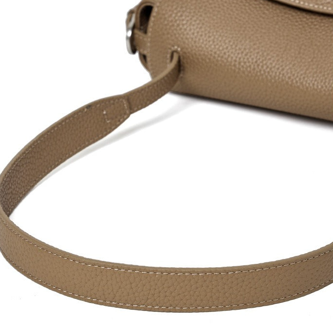 Women's Lychee-Grain Cowhide Flap Bag with Top Handle