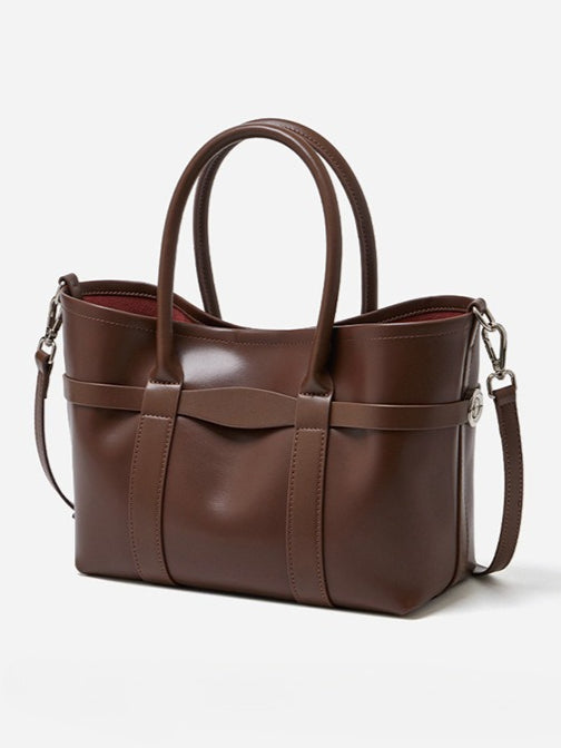 Women's Top-Grain Cowhide Convertible Tote with Inner Pouch