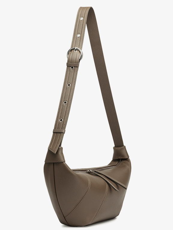 Women's TC Cowhide Soft Dumpling Bag with Adjustable Strap