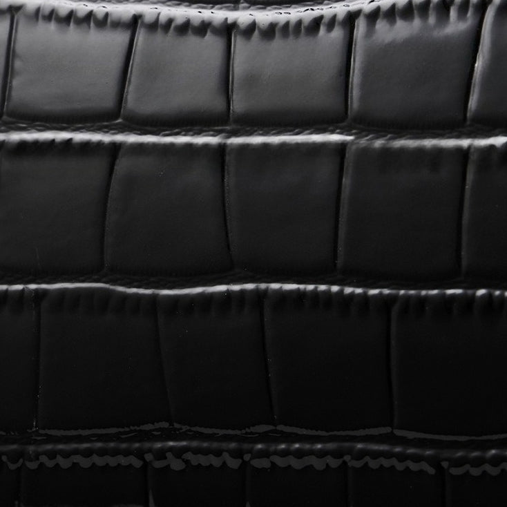 Women's Glossy Croc Cowhide Twist-Lock Envelope Bag