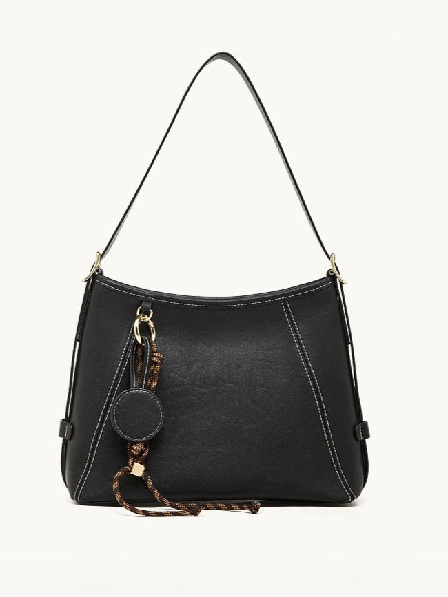 Women's Full-Grain Cowhide Contrast Stitch Hobo Bag