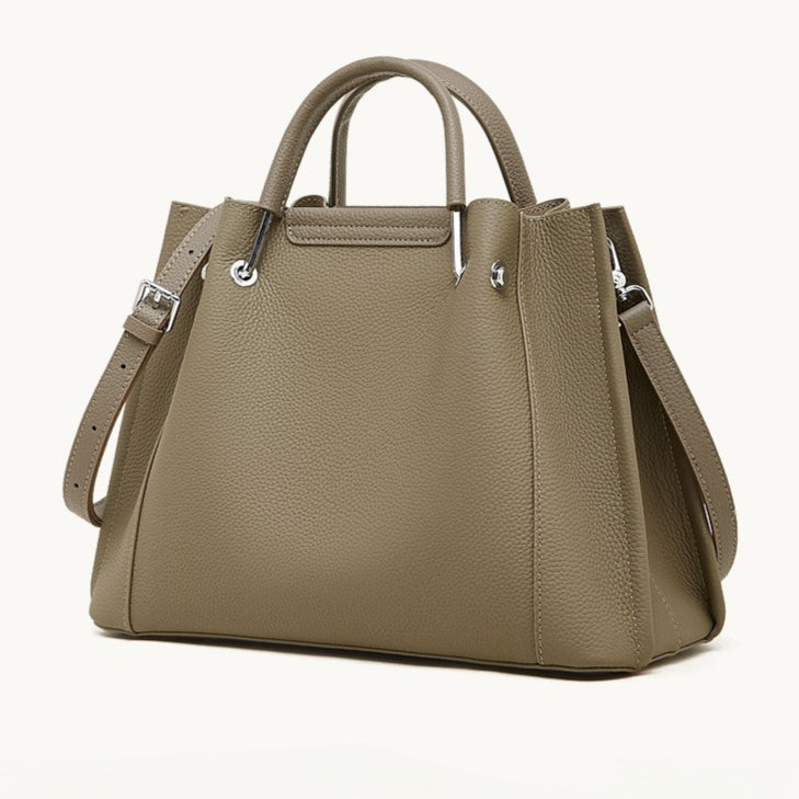Women's Full-Grain Pebbled Cowhide Trapezoid Tote
