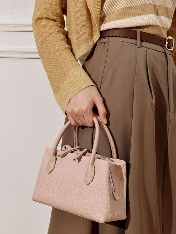 Women's Pebbled Cowhide Mini Tote Bag with Detachable Strap