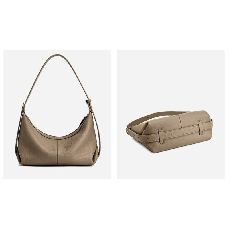 Women's Pebbled Cowhide Slouchy Hobo Bag with Hidden Strap