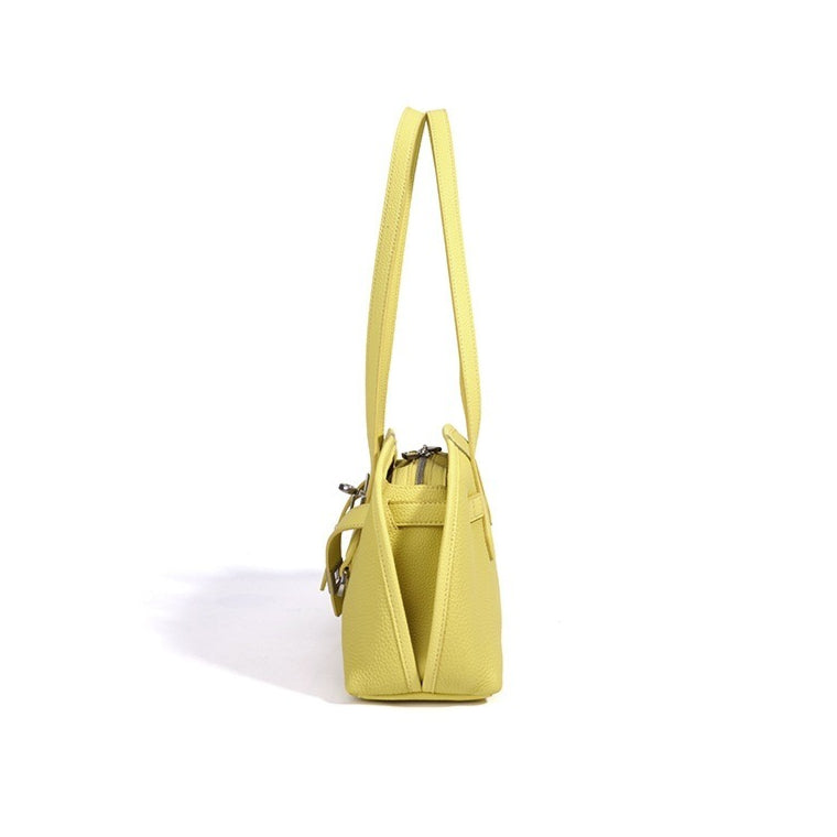Women's Pebbled Cowhide Half-Moon Tote Bag with Quilted Liner