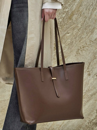 Women's Cowhide Tote Bag Set with Convertible Inner Pouch
