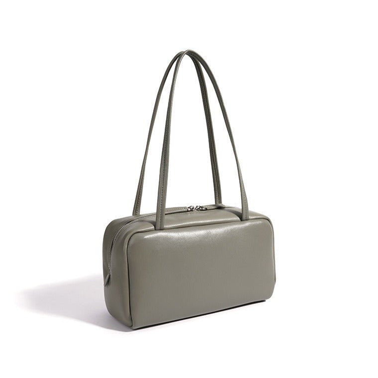 Women's Genuine Sheepskin Bowling Bag with Double Zipper