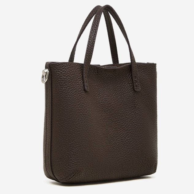 Women's Pebbled Cowhide Bucket Bag with Detachable Inner Pouch