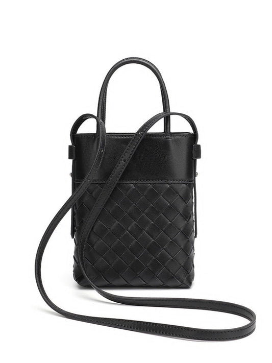 Women's Woven Lambskin Mini Tote with Adjustable Strap
