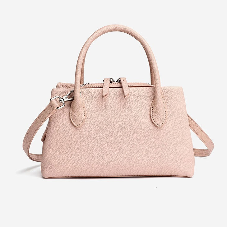 Women's Pebbled Cowhide Mini Tote Bag with Detachable Strap