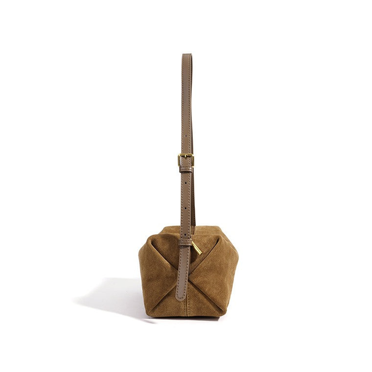 Women's Suede Leather Slouchy Clutch Bag with Adjustable Strap