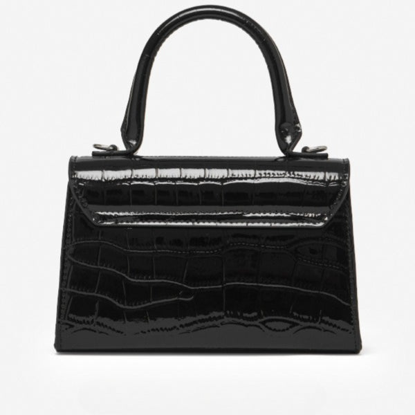 Women's Croc-Embossed Cowhide Structured Top-Handle Bag