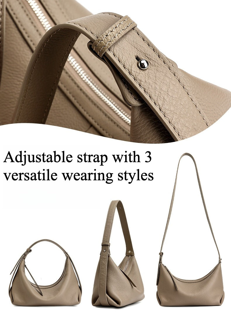 Women's Pebbled Cowhide Slouchy Hobo Bag with Hidden Strap