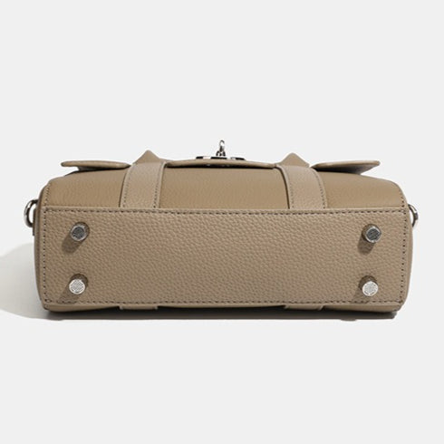 Women's Top-Grain Cowhide Vintage Twist-Lock Box Bag