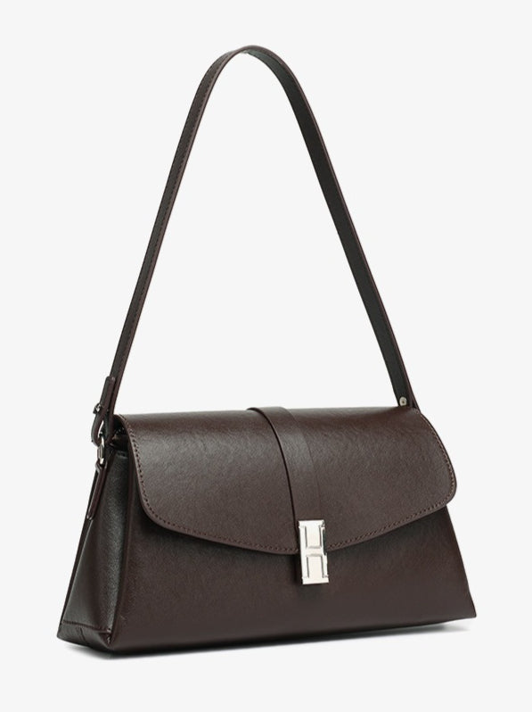Women's Full-Grain Cowhide H-Buckle Flap Shoulder Bag