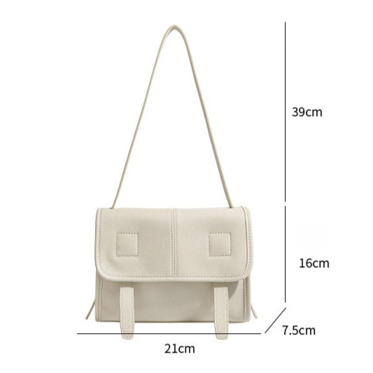 Women's Textured Cowhide Flap Messenger Bag with Dual Straps