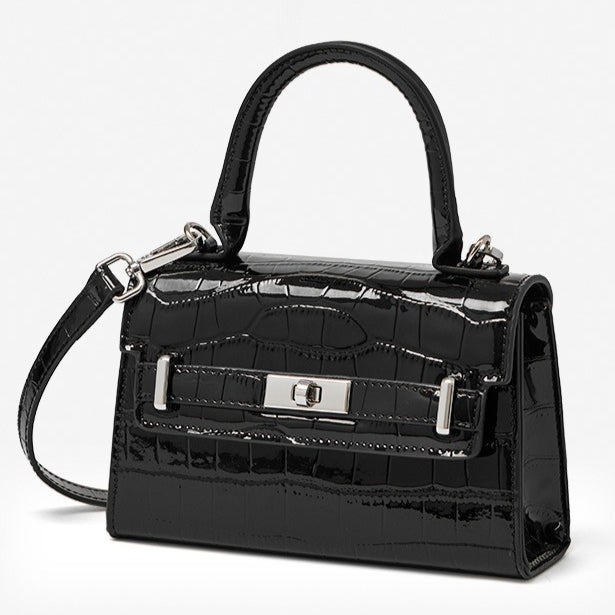 Women's Croc-Embossed Cowhide Structured Top-Handle Bag