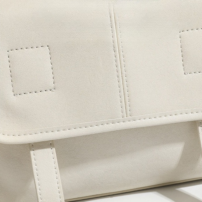 Women's Textured Cowhide Flap Messenger Bag with Dual Straps
