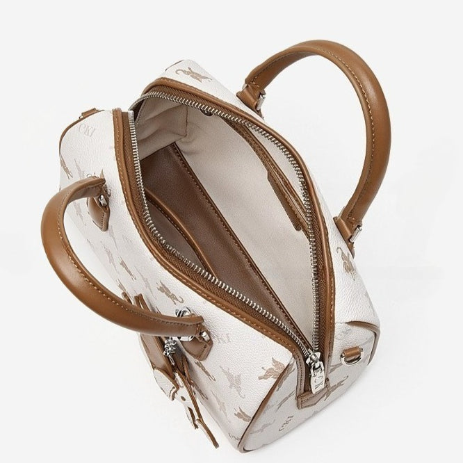 Women's Flying Elephant Monogram Mini Boston Bag with Charm