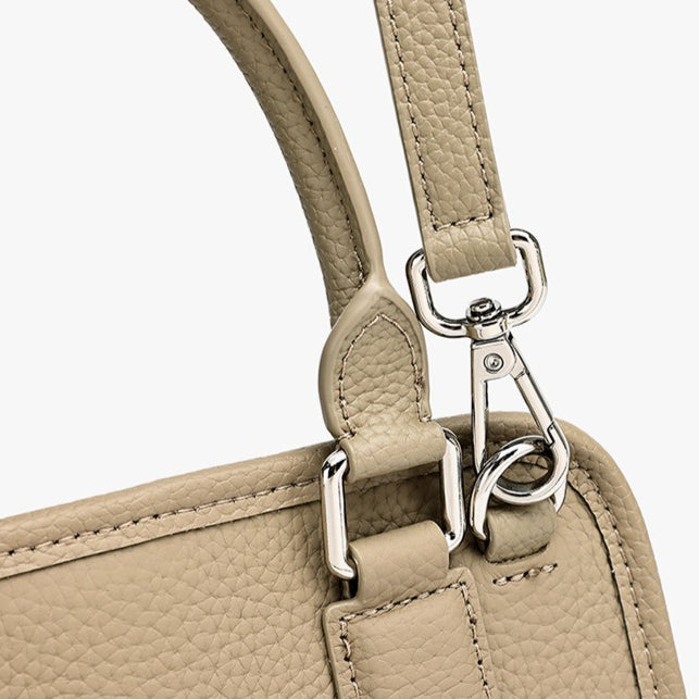 Women's Pebbled Cowhide Boston Bag with Detachable Straps