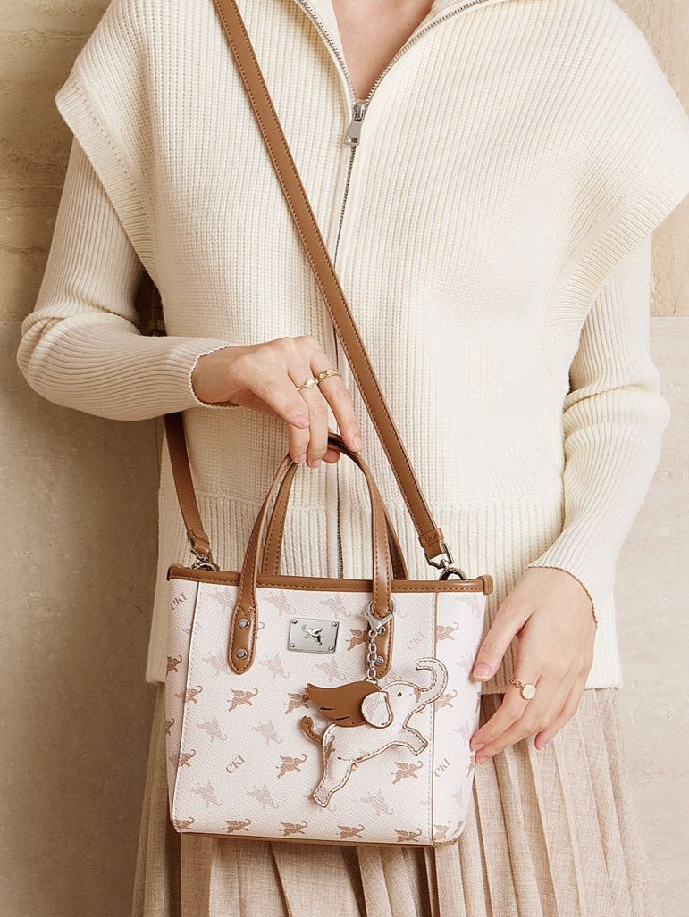 Women's Flying Elephant Monogram Mini Tote with Convertible Strap