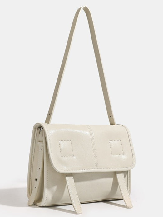 Women's Textured Cowhide Flap Messenger Bag with Dual Straps