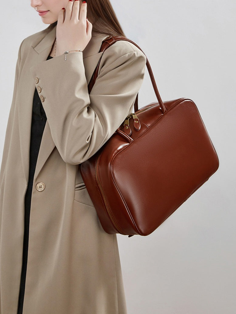 Women's Smooth Full-Grain Cowhide Boxy Work Bag