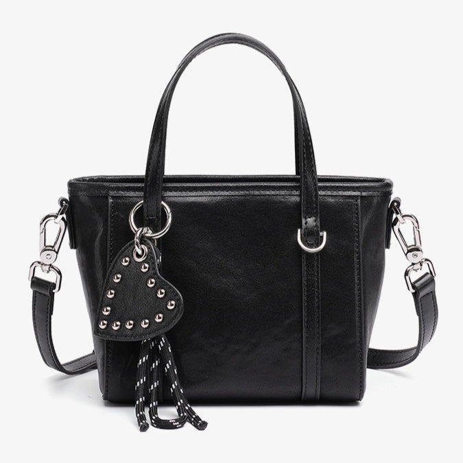 Women's Vegetable-Tanned Cowhide Mini Tote with Heart Charm