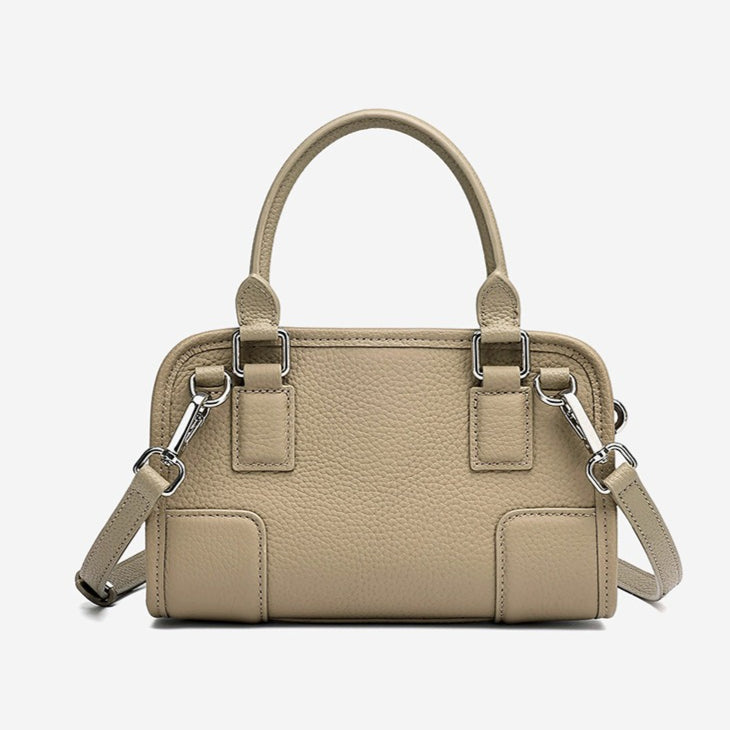 Women's Pebbled Cowhide Boston Bag with Detachable Straps