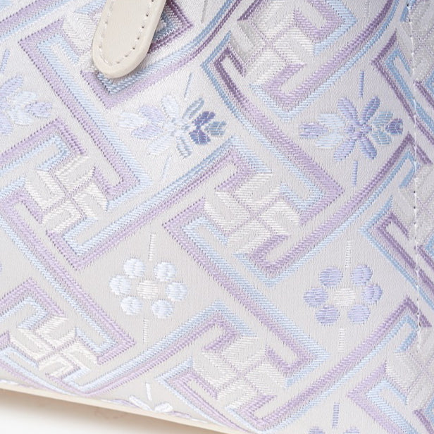 Women's Lavender Brocade Pattern Mini Tote with Scarf Bow