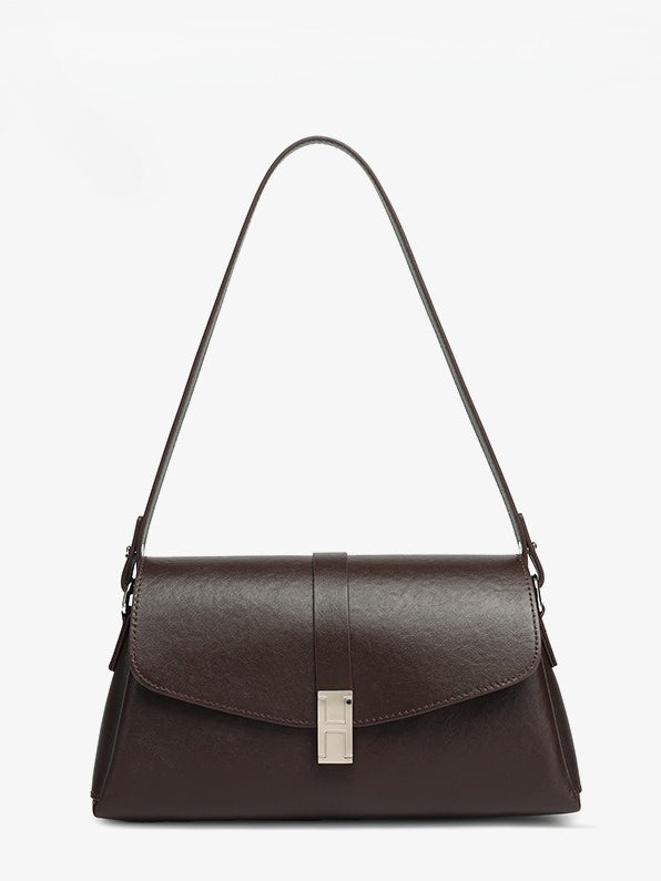 Women's Full-Grain Cowhide H-Buckle Flap Shoulder Bag