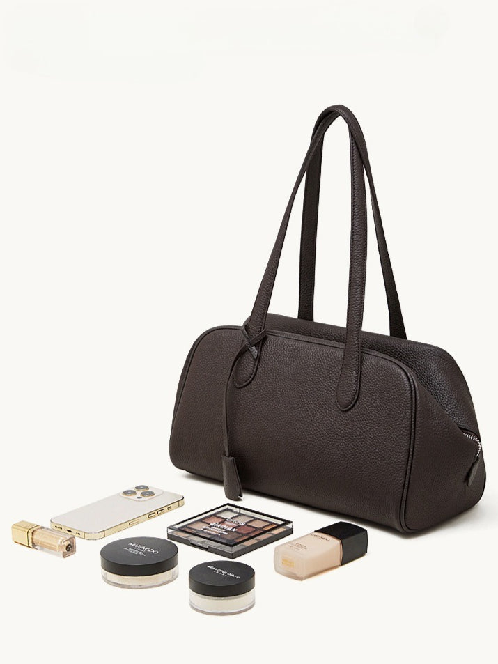 Women's Pebbled Cowhide East-West Bowling Tote Bag