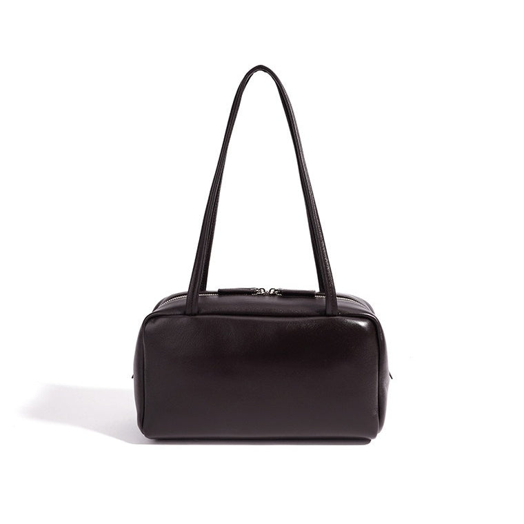 Women's Genuine Sheepskin Bowling Bag with Double Zipper