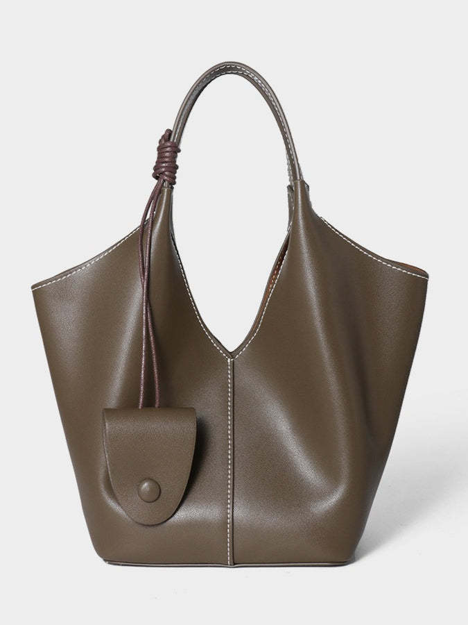 Women's Full-Grain Cowhide Woven Hobo Tote with Detachable Strap