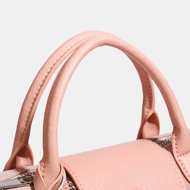 Women's Lightweight Nylon Dumpling Bag with Leather Trim