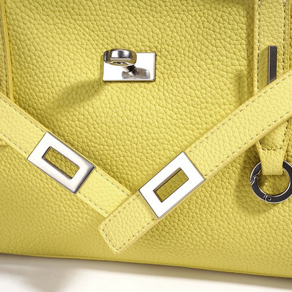 Women's Pebbled Cowhide Half-Moon Tote Bag with Quilted Liner