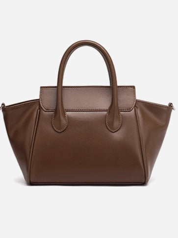 Women's Soft Cowhide Winged Flap Satchel with Adjustable Strap