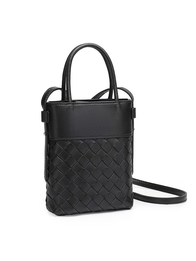 Women's Woven Lambskin Mini Tote with Adjustable Strap