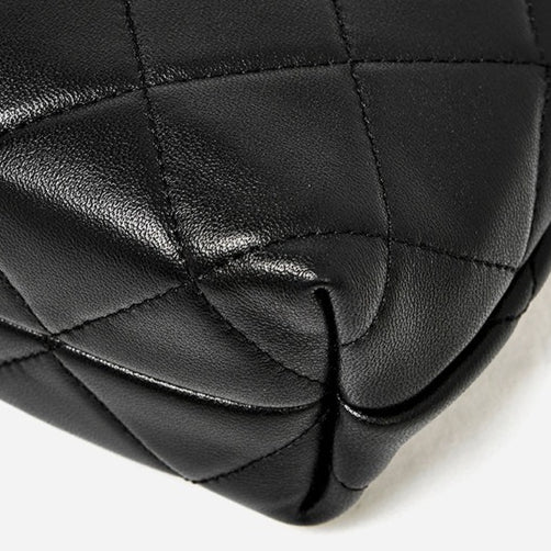 Women's Quilted Sheepskin Chain Mini Tote Bag