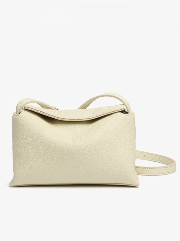 Women's Pebbled Cowhide Flap Crossbody Bag with Hidden Clasp